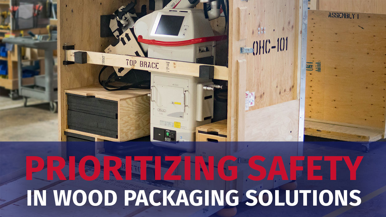 Safely packaged medical equipment in a custom wooden crate