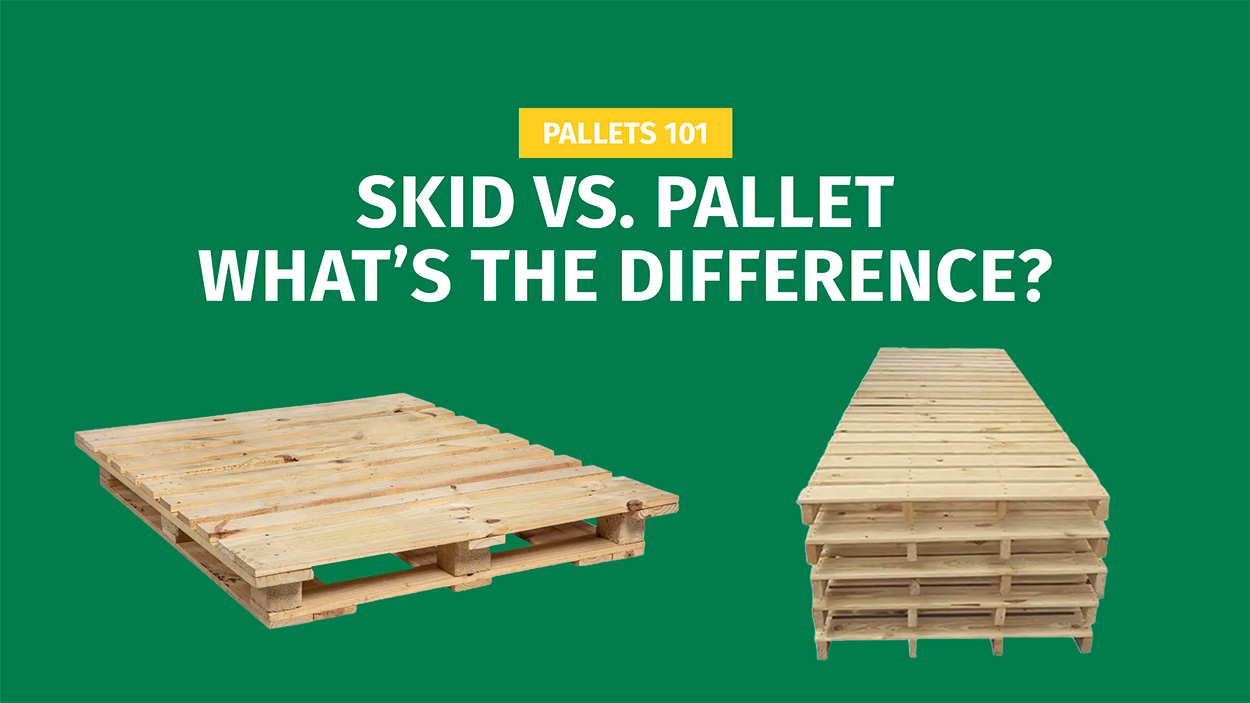 image shows a wooden skid next to a pallet